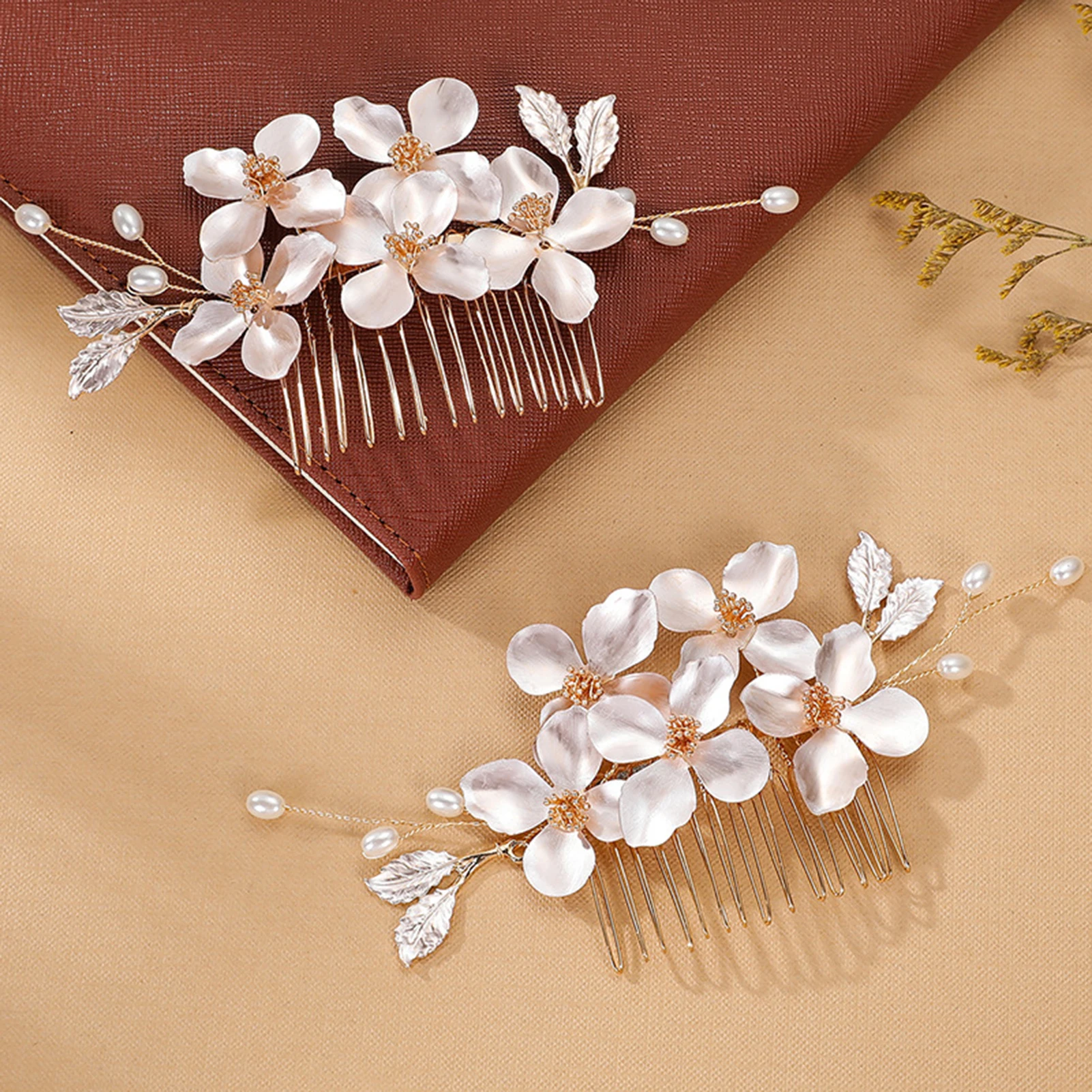 Luxury Bride Hair Comb Floral Pearl Hairpin Fashion Hairbands Eleganr Wedding Hair Accessories Lady Marriage Prom Hair Jewelry