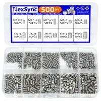500pcs M2.5 M3 M4 DIN913 304 Stainless Steel Black Hex Hexagon Socket Allen Flat Point Grub Bolt Set Screw Kit Box