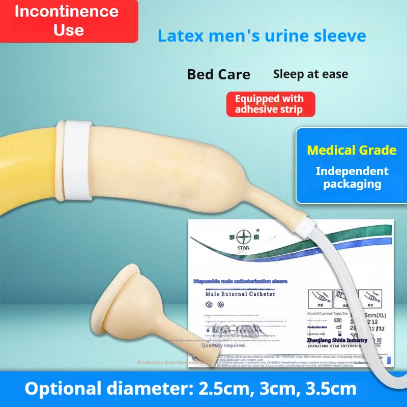 Urine Sleeve Latex Men's Disposable Silicone Urine Bag Bed Drainage Access Incontinence Elderly Bedwetting Massive Leakage Adult