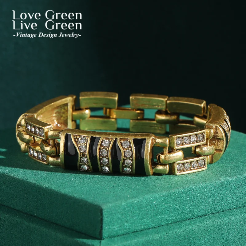 

Винтажные черные браслеты на маленькое запястье с леопардовым принтом и стразами, аксессуары цвета античного золота, ювелирные изделия люксового бренда 2025