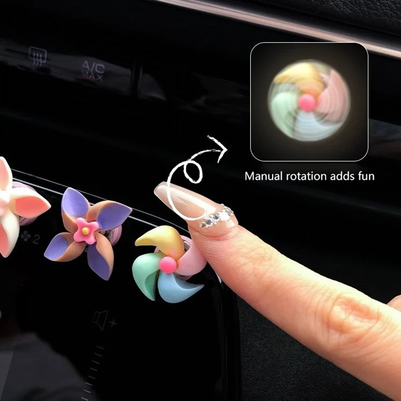 3/6Pcs Rotating Windmill Model Decor Cute Creative Car Mounted Ornaments Auto Interior Dashboard Accessories For Girls Gifts