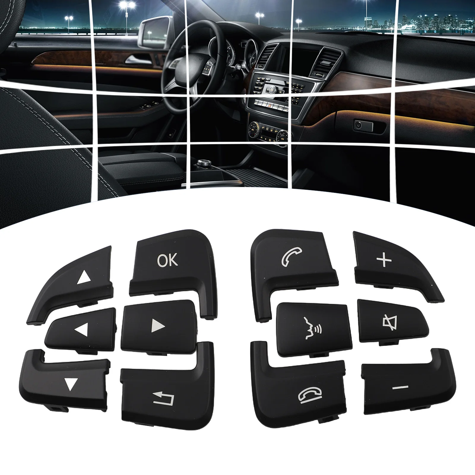 

Car Steering Wheel Button Cover Set Compatible with a Range of For Mercedes For Benz Vehicles Including the A and B Classes