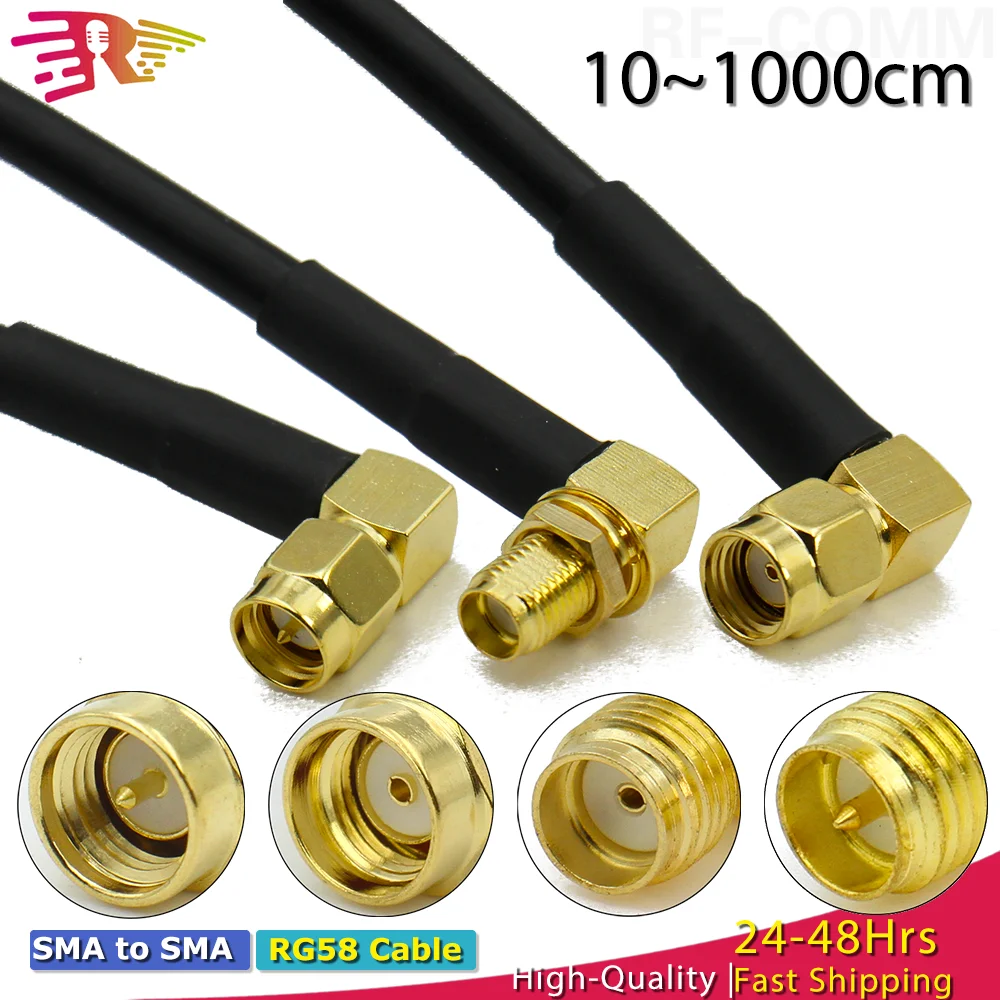 

RG58 SMA to SMA Cable Male Female Straight Right Angle WIFI Antenna extension Cable RF Pigtail Adapter For 3G 4G GSM Antenna