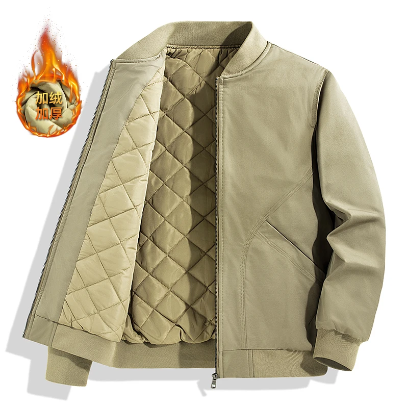 

New Winter Men's Pure Cotton Parkas Plush Thick Men's Casual Fashionable Baseball Collar Jacket Outdoor Stand Collar Men's Top