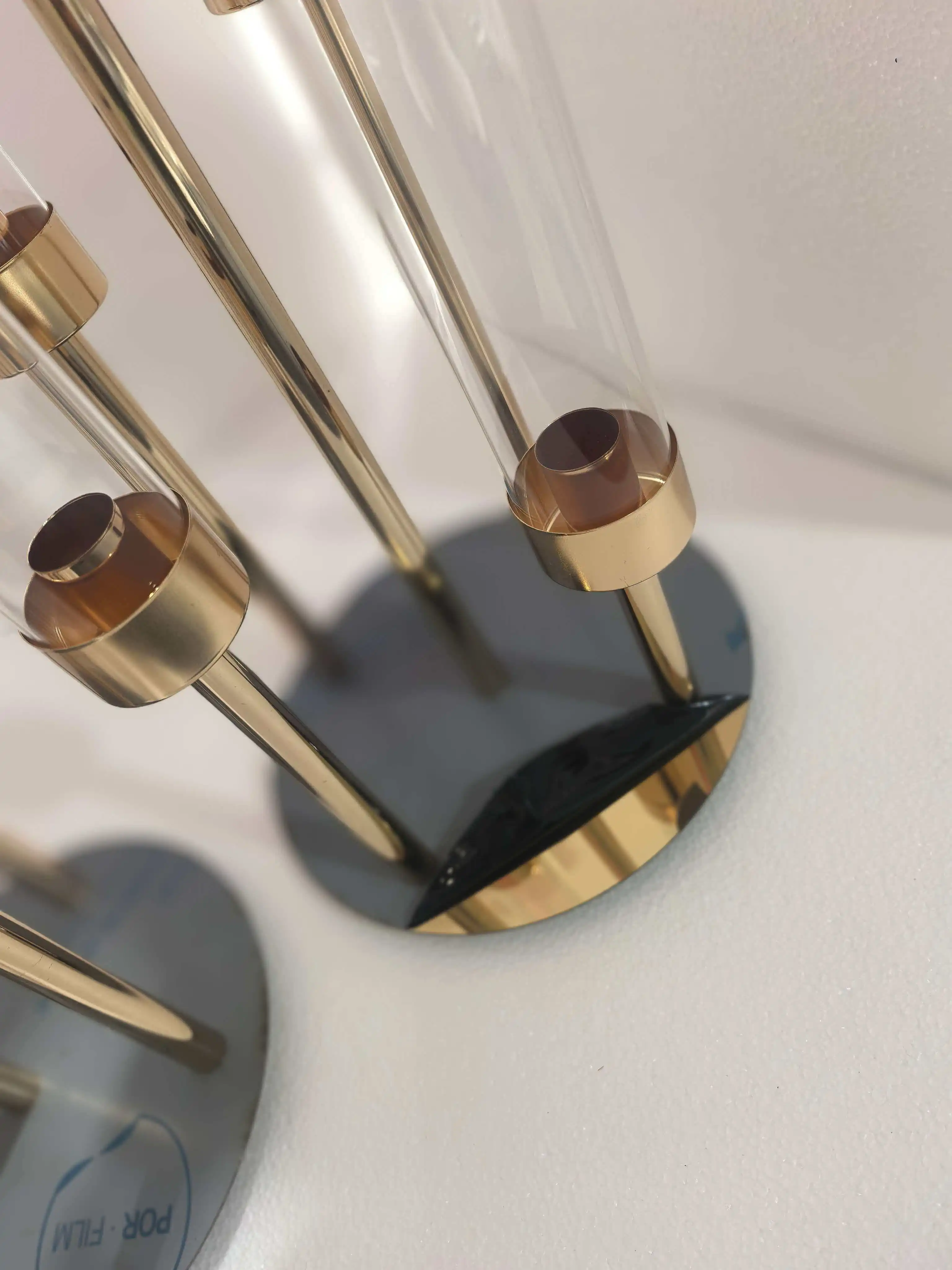 5 Stück Goldene Luxus-Kerzenhalter aus Kristall, Hochzeitsdekoration, Tischblumenständer, Kerzenhalterständer – Detail 10