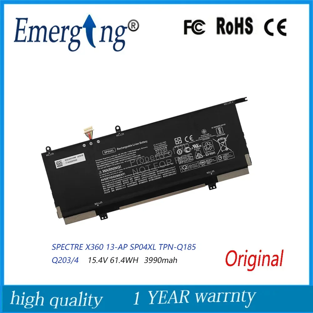 

15.4V 61.4WH New Original SP04XL Laptop Battery for HP SPECTRE X360 13-AP SP04XL TPN-Q185 Q203/4