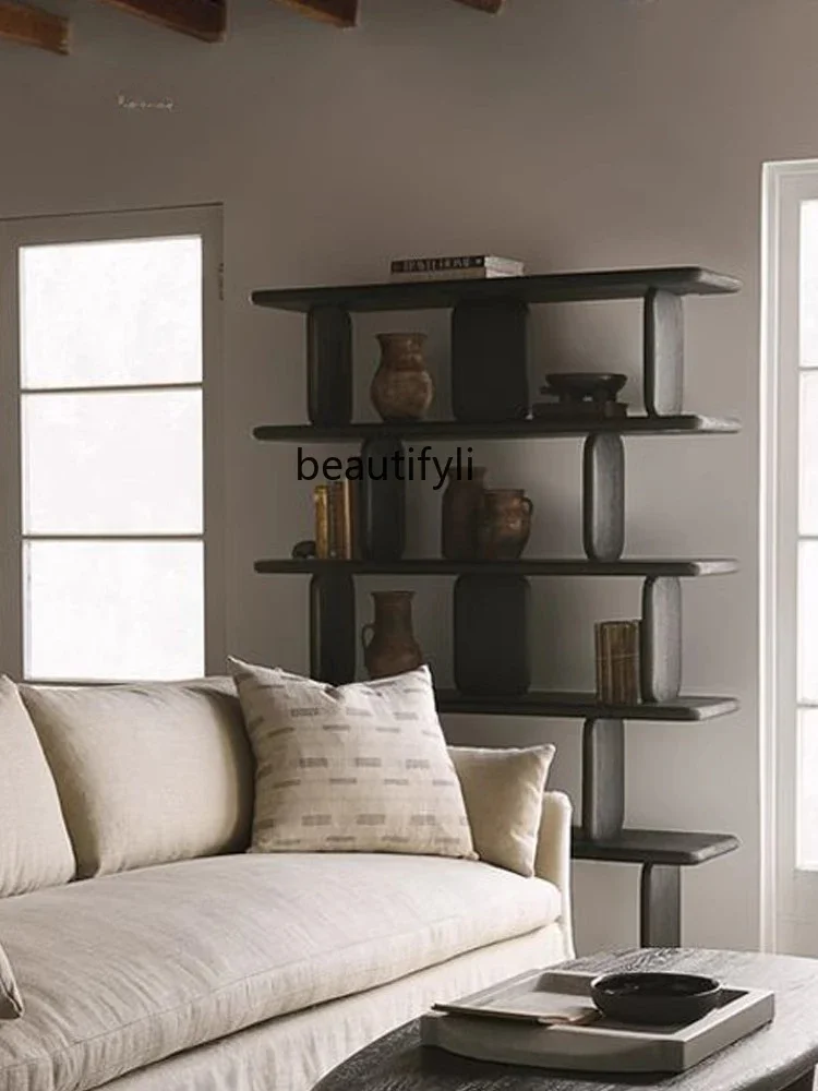 

Bookshelf Solid Wood Oak Shelf Bookcase American Style Silent Wind Floor-to-Wall Floor Storage Lattice Frame furniture