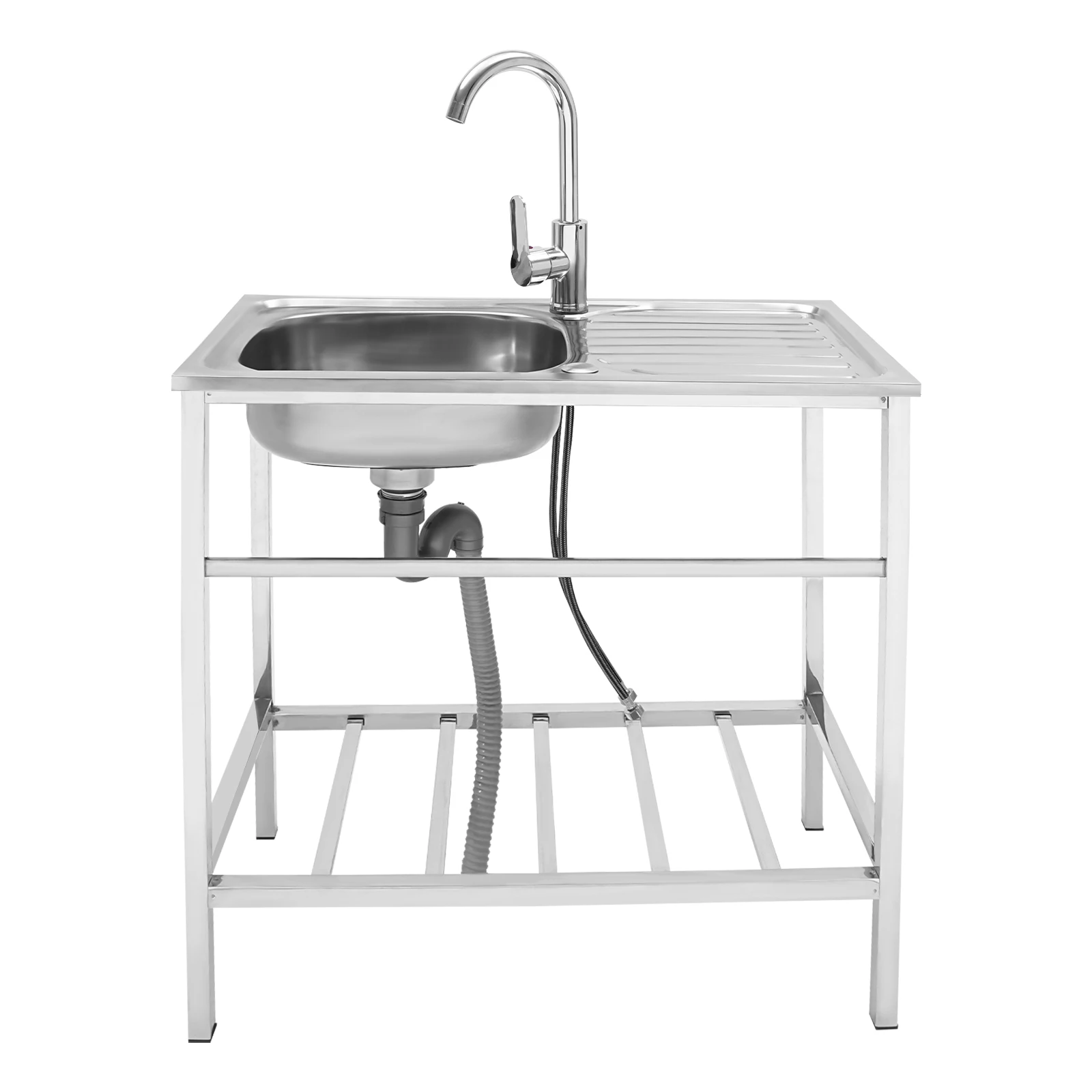 

Stainless Steel Kitchen Single Bowl Sink with Hot and Cold Faucet Strong and Durable