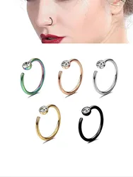 0.8*8mm Punk Stainless Steel Fake Nose Ring Stud C Shape Hoop Earring Helix Rook Tragus Faux Septum Body Piercing Jewelry2022