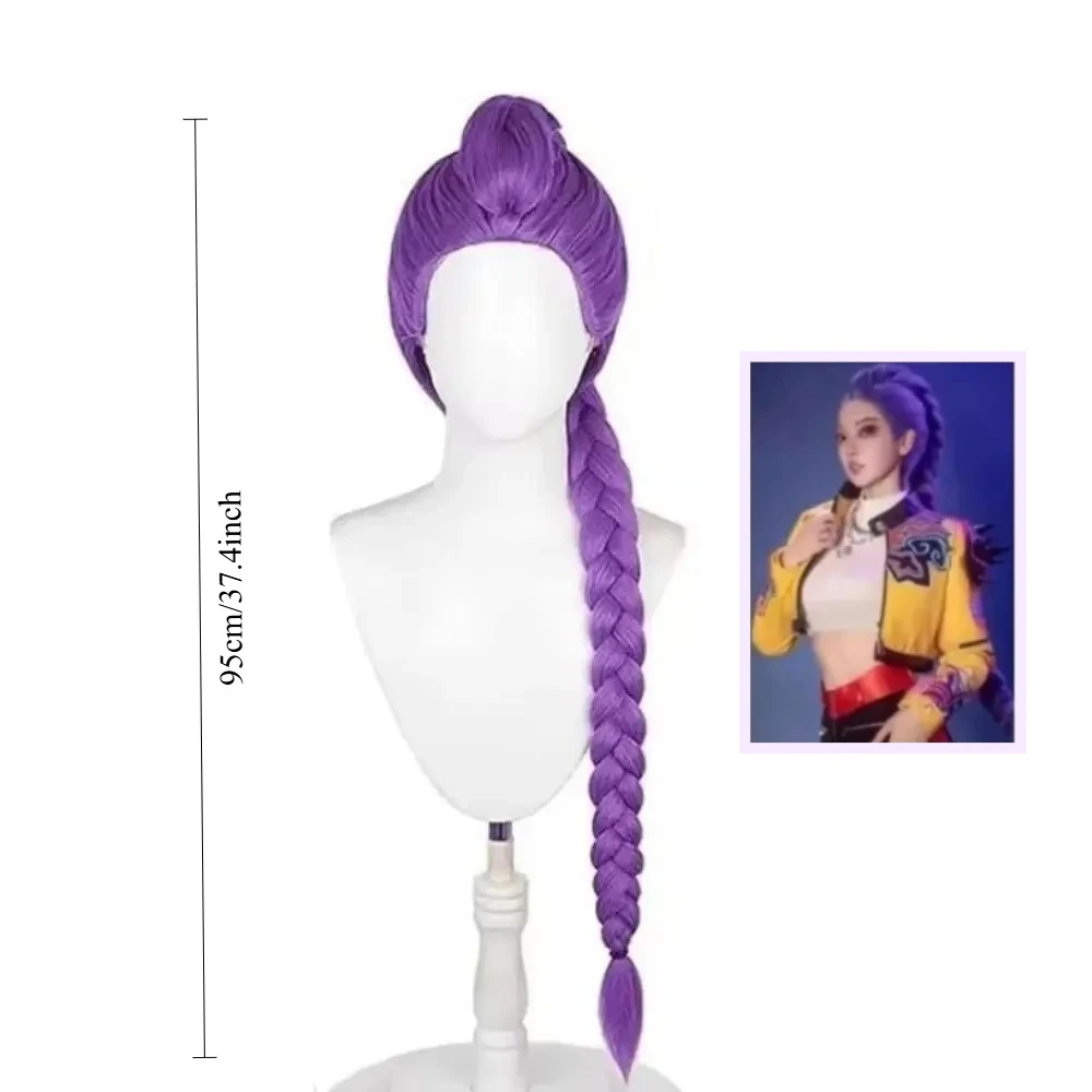 Perruque violette Rumi pour enfants - Mira Zoey Anime Devil Hunter Cosplay perruque assortie et accessoires de perruque de fête et de spectacle sur scène