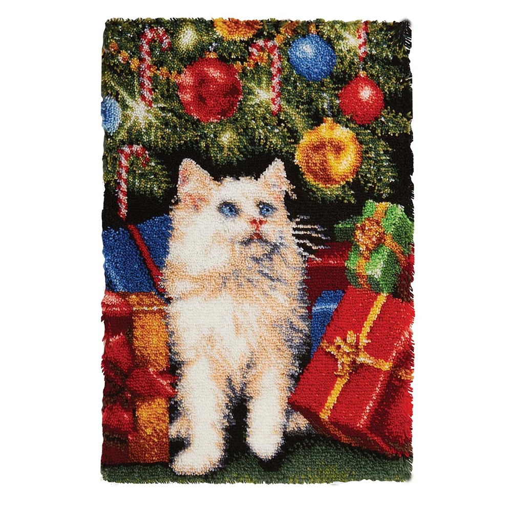 Christmas decoration Hobby Crafts Latch Hook Rug with Printed Pattern Cat Crocheting Carpet Rug Yarn Mat DIY Carpet Arts