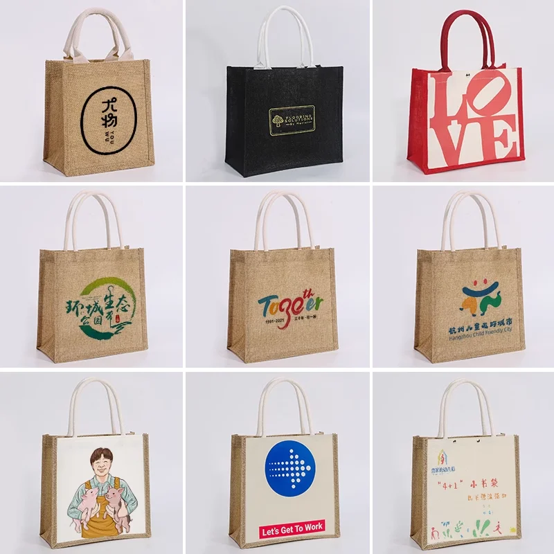 10 PCS Stitched Tote Bags, Linen Bags, Canvas Bags, Shopping Bags, Student Shoulder Canvas Party Favor Bags DIY Custom  Logo