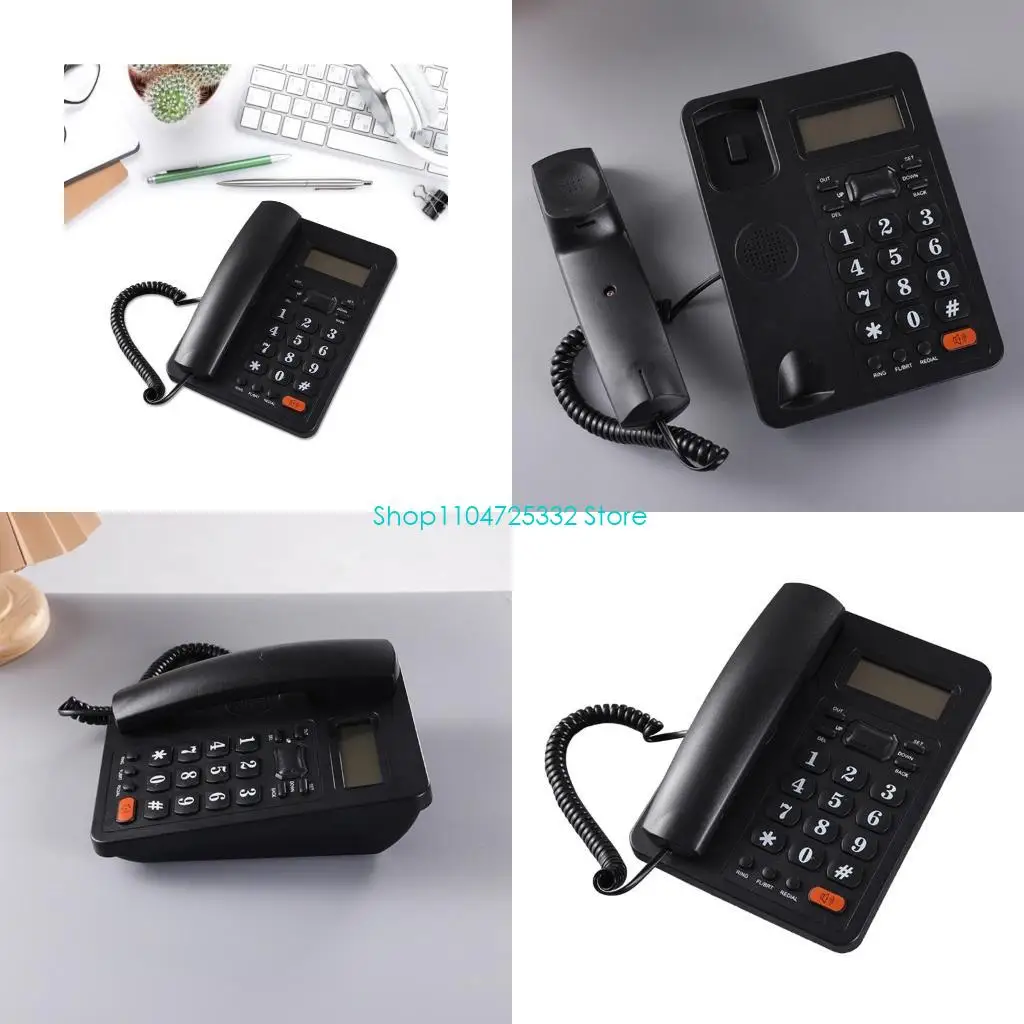 P5EA Fixed Landline Telephone Desk Display Number Storage LCD Corded Home Telephones