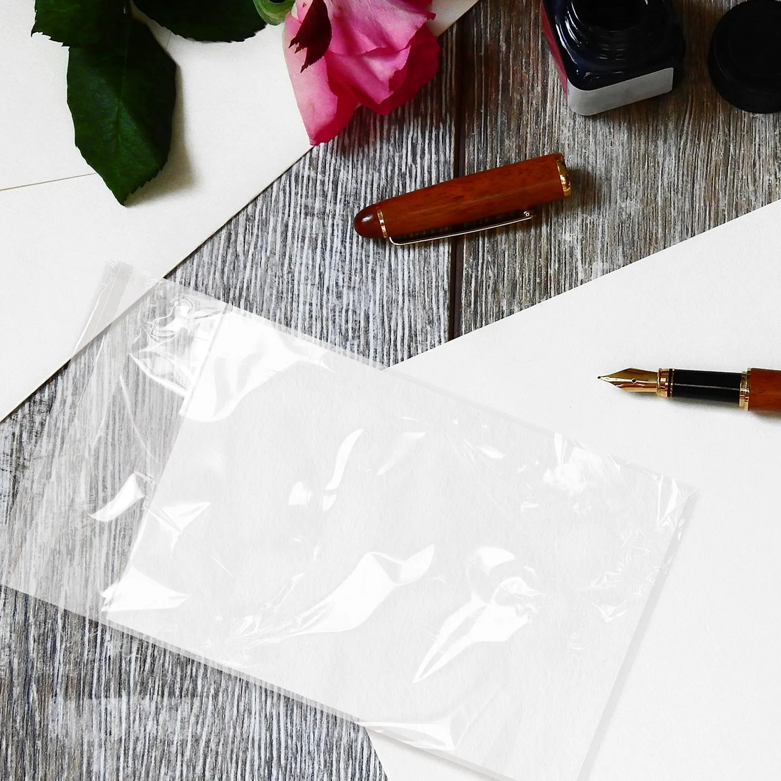 

200Pcs Flat-Opening Self-Sealing Card Holders 3 Inch Clear Plastic Protector Bags for Business Cards Photos Id Cards Trade Show