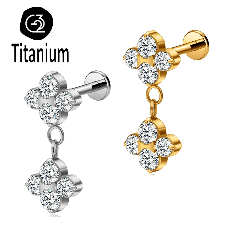 ASTM F136 G23 Titanium Pendant Ear Cartilage Helix Tragus Studs Earrings Women Internal Thread Labret Lip Rings Piercing Jewelry
