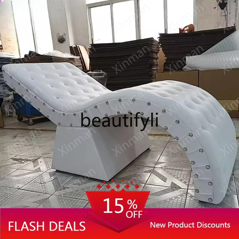 

White Modern Beauty Salon Equipment Luxury Curved Facial Eyelash Bed