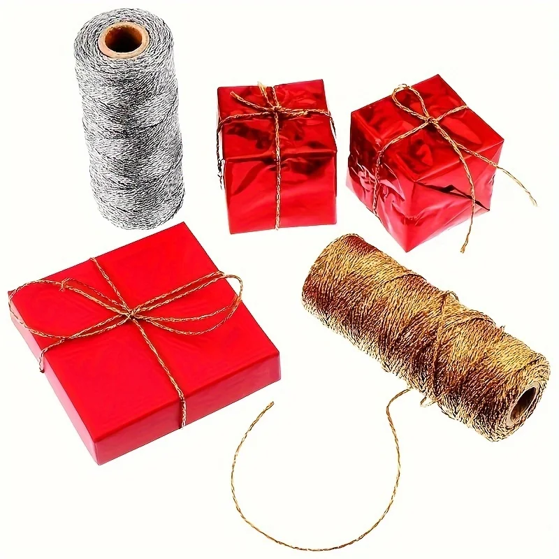 109 Yards Gold and Silver Hand Braided Rope - Diy Christmas Decoration Rope, Suitable for Gift Packaging, Hanging Decorations view 3