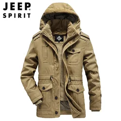 Jeep Spirit Katoen Gewatteerde Jas Mannen Winter Jas Mode Toevallige Verdikking Winter Warm Koud-Proof Afneembare Liner Kleding parka
