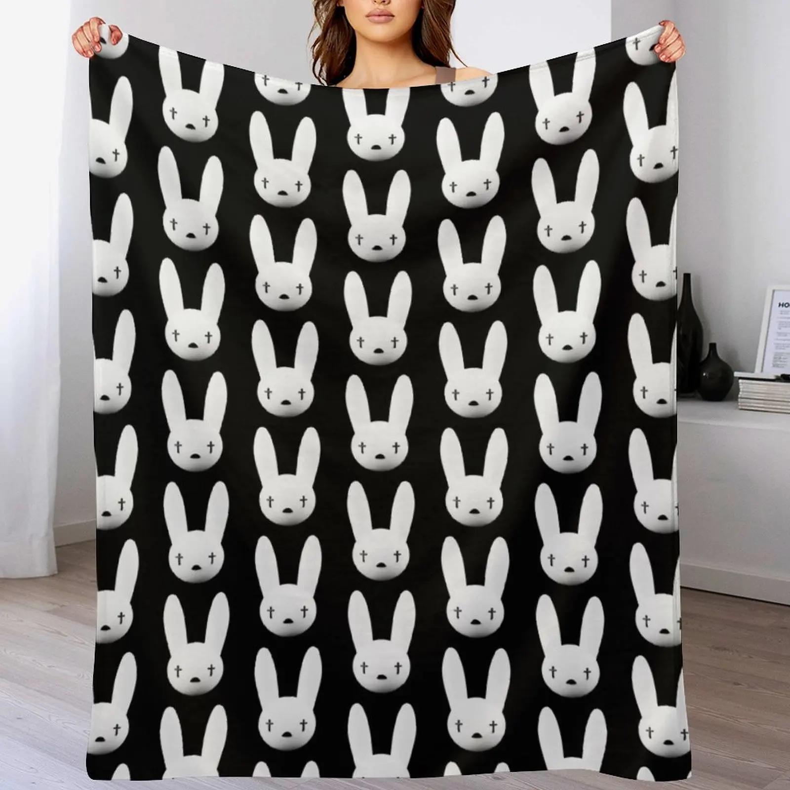 bad bunny logo oasis tour 2019 2020 budiyanto Throw Blanket Kid'S Flannel Fabric Beautifuls Quilt Blankets