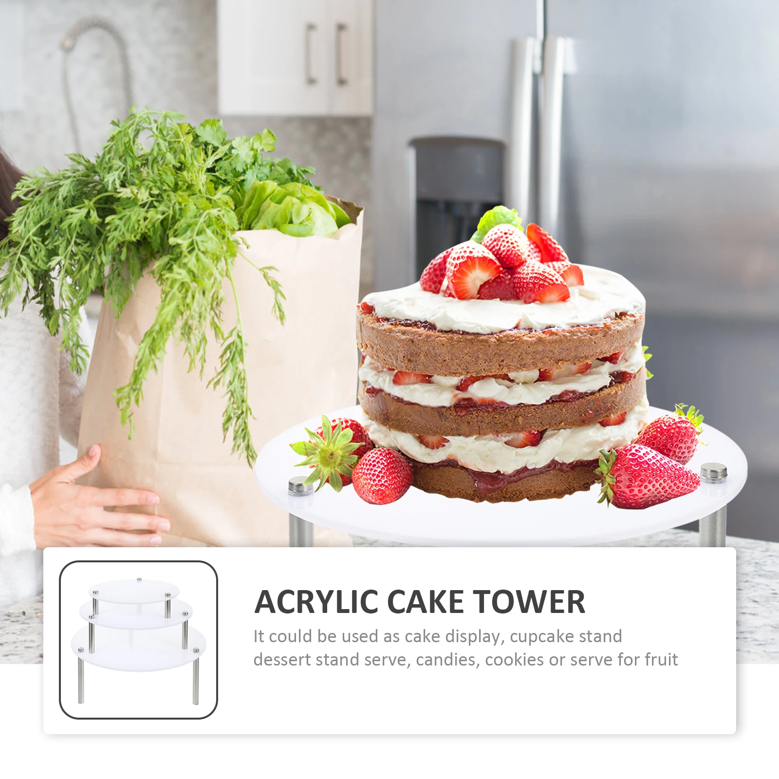 

3-Tier Acrylic Cake Display Stand Round Dessert Rack Party Cupcake Tower 3 Layers Disposable Storage Shelf For Wedding Events