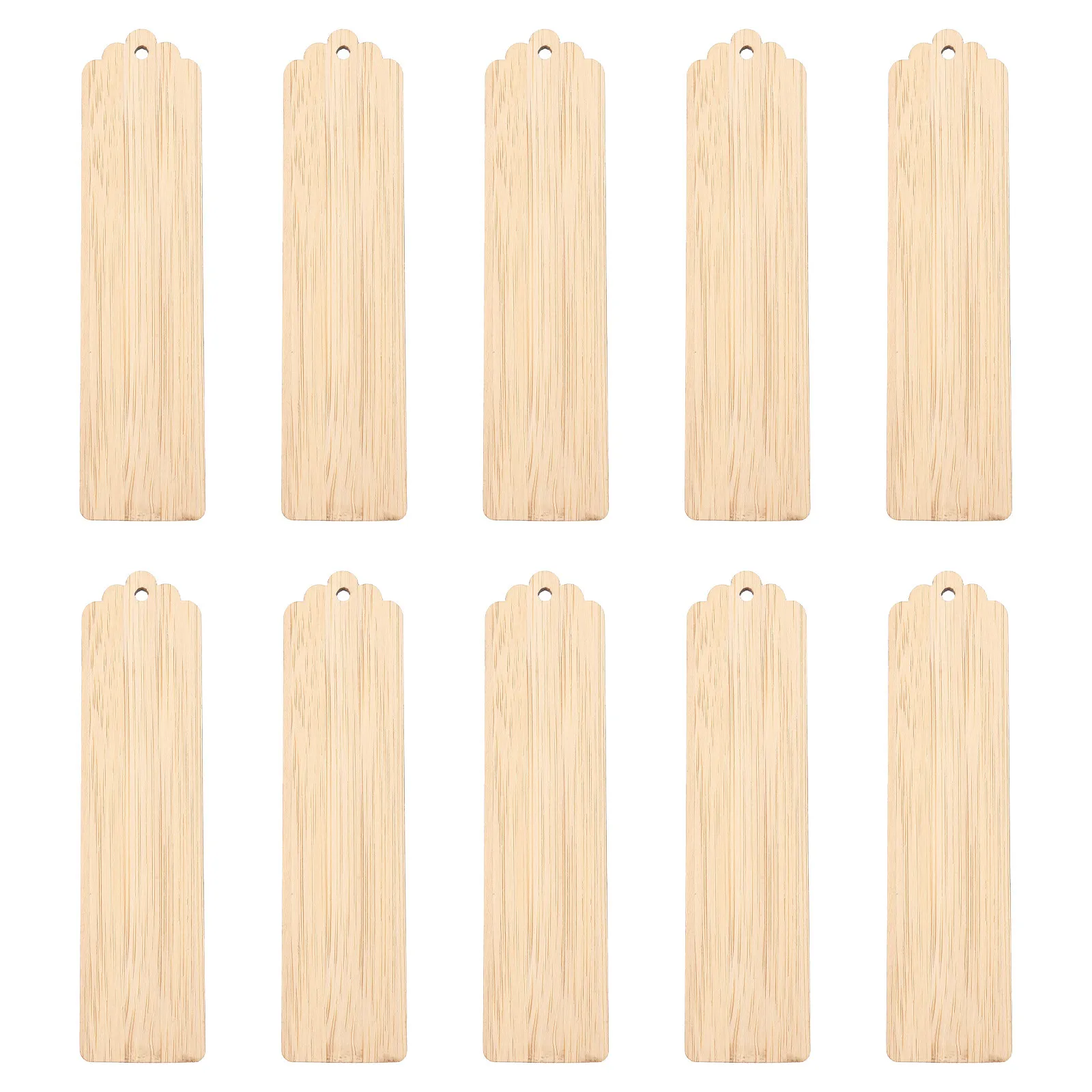 10Pcs Bamboo Blank Bookmarks for DIY Painting Carving Writing Craft Making Unfinished Wooden Reading Bookmarks with Hole Party