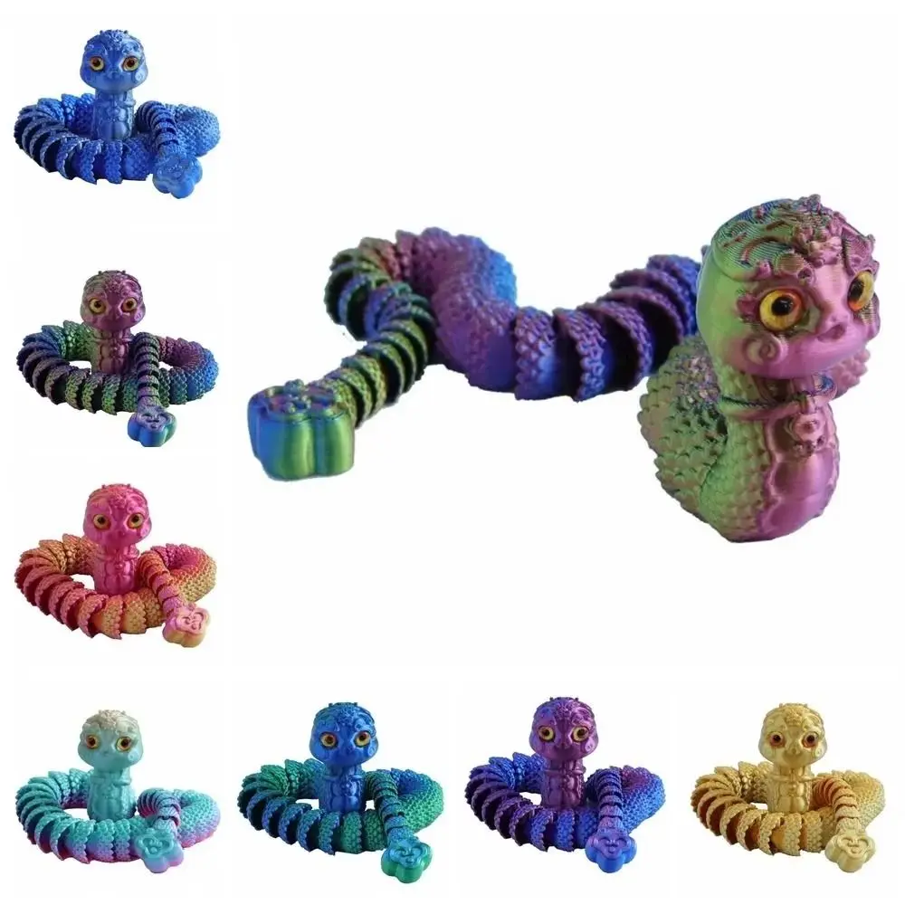 

Simulated Eye 3D Printed Snake Sparkling Snake Baby 3D Printed Diceratops Snake Flexible Poseable Joints