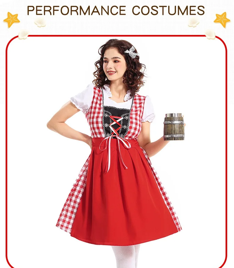 

German Munich Bavarian Traditional National Costume Red Plaid Oktoberfest