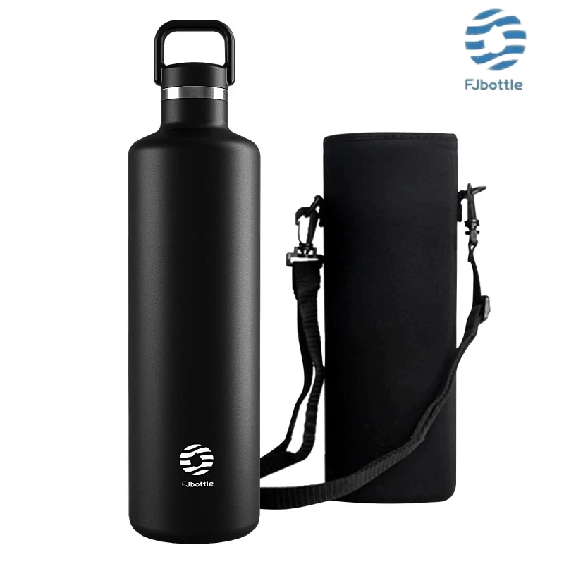 Fjbottle1750ML ترموس مفرغ ترمس من الفولاذ المقاوم للصدأ زجاجات الرياضة تسلق معزول زجاجة ماء مانعة للتسرب مع حقيبة ملابس محمولة #1