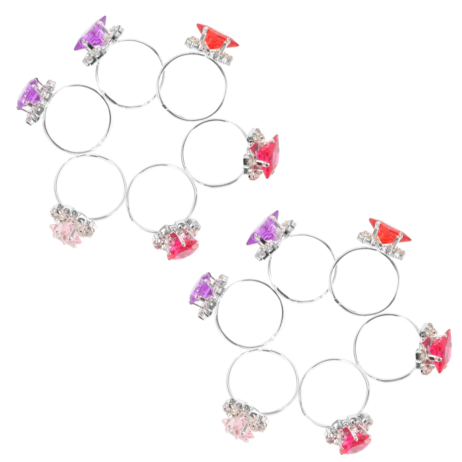 12 Pcs Beautiful Child Ring Toy Diamante Princess Toys Crystal Flower Girl Kid Gift Toddler Baby Kit