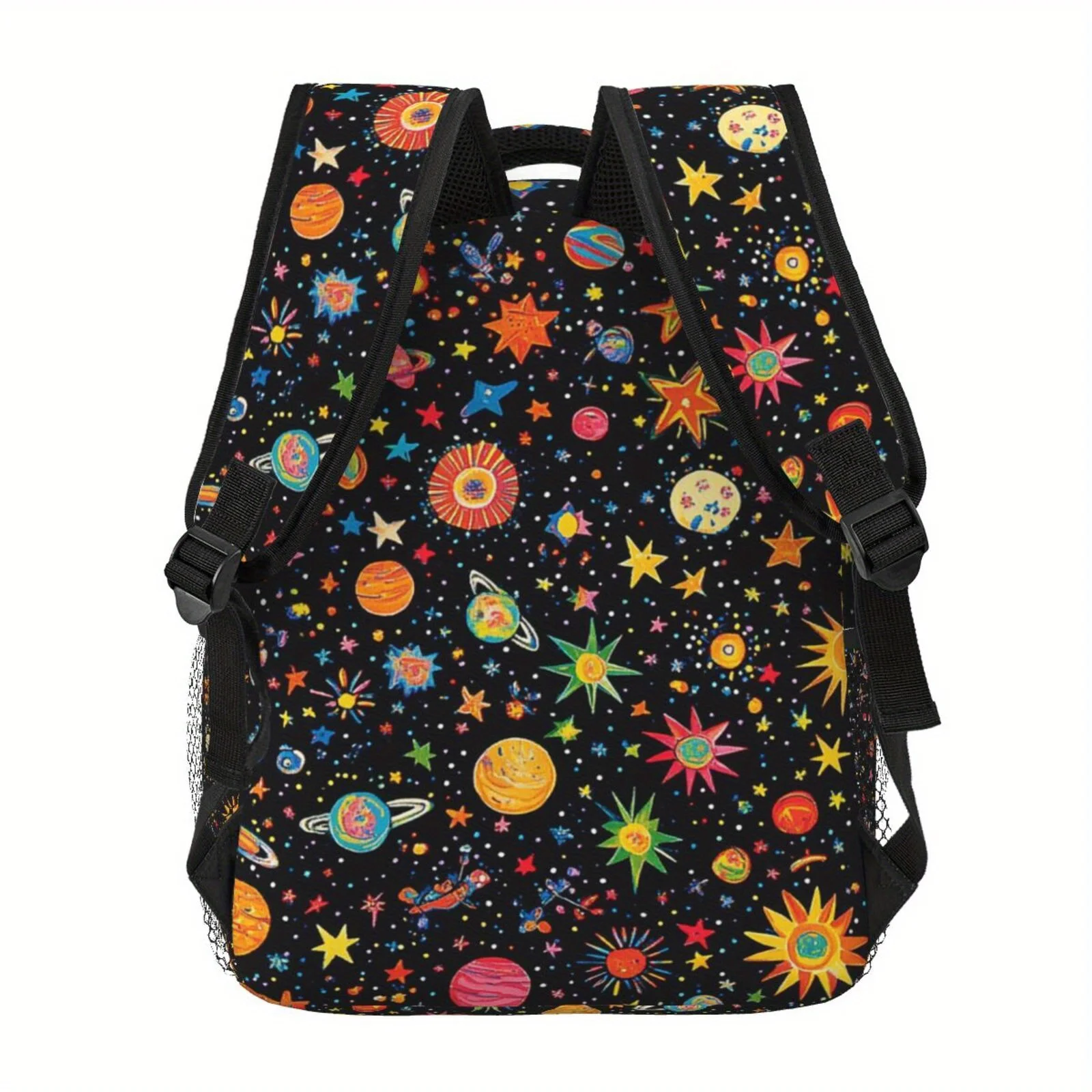 Starry Sky Illustration Pattern Full Color Printing Back to School Student Backpack Shoulder Strap Back and Waist Protection