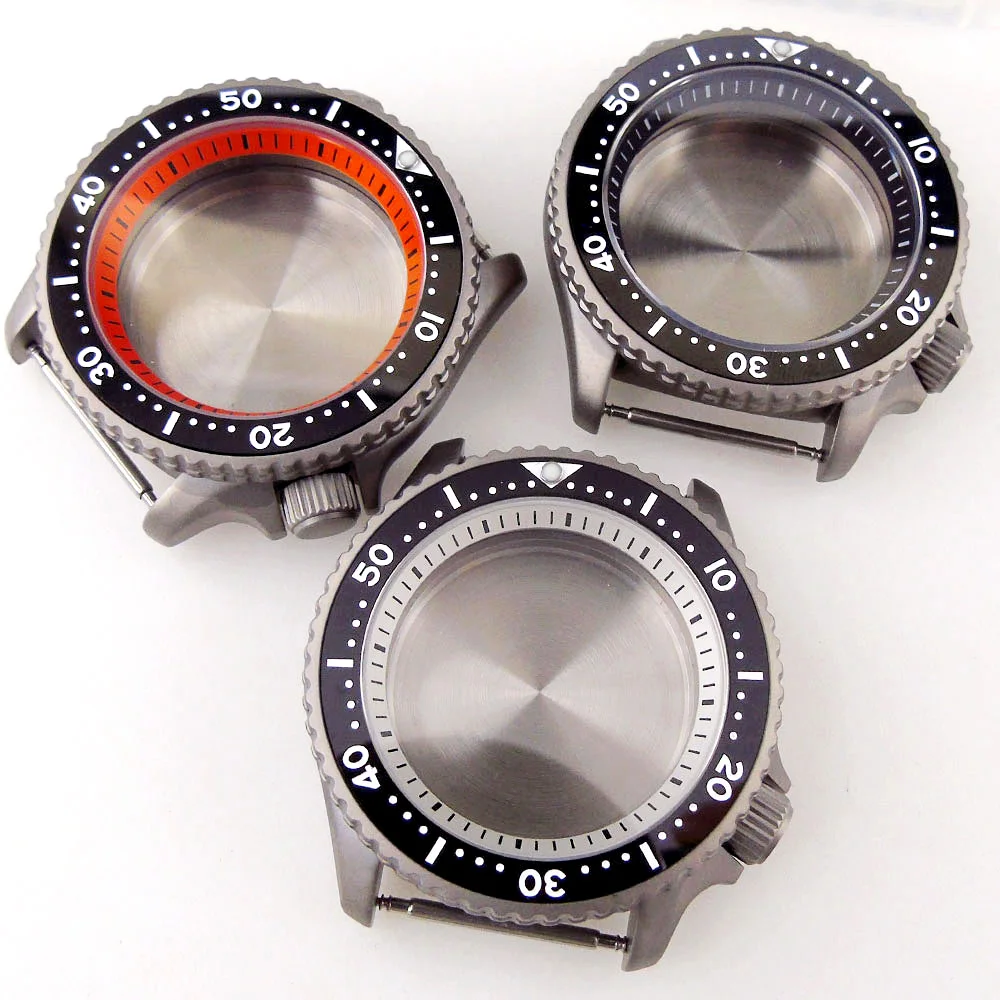 Skx Titanium Horloge Voor Nh34 Nh35 Nh36 Nh37 Nh38 Nh39 Nh39 Nh70 Nh72 3.8 Kroon Oranje Hoofdstuk Ring 120 Klik Bezel Saffier Glas