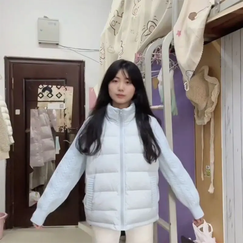 

2025 Winter Women Korean Small Fashion Gentle Wind Splicing Twist Stand-up Collar Cotton Jacket Warm Thickened Atmosphere Design