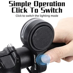 120dB Electric Bicycle Horn Bell Bike Light Waterproof USB 5 Sounds Night Riding Bike Accessories