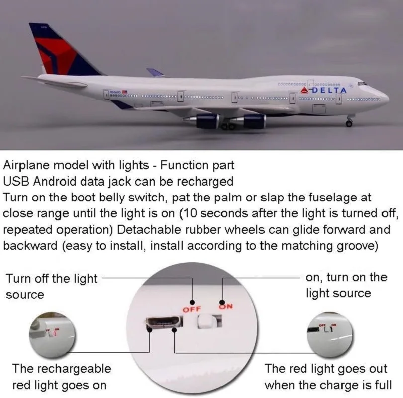 

Model Planes B747 Delta Airlines Model Aircraft 47CM 1:150 Scale With Wheel LED Light Collected Gift By Aviation Decorations for