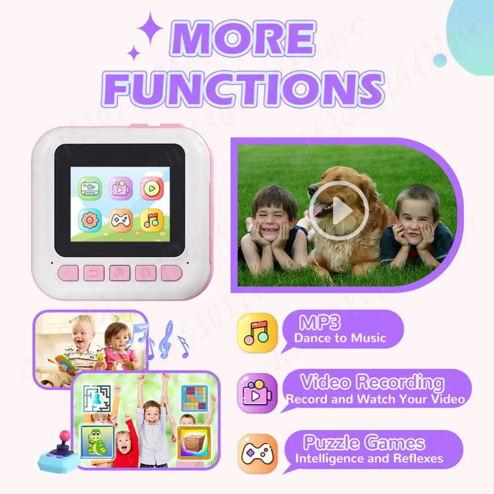 Children Digital Camera Instant Print Camera for Kids Thermal Printing Camera Child Drawing Camera 48MP 1080P Photo Camera Toy