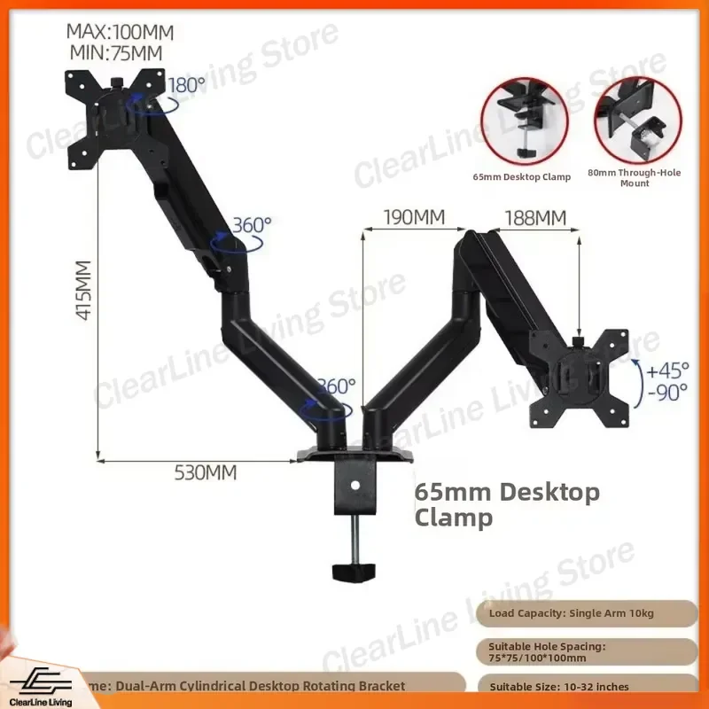 for Rotating Monitor Stand 10-35 Inch Screen 1/2/3 Screen Dual Screen Monitor Mount Cantilever Height Adjustable