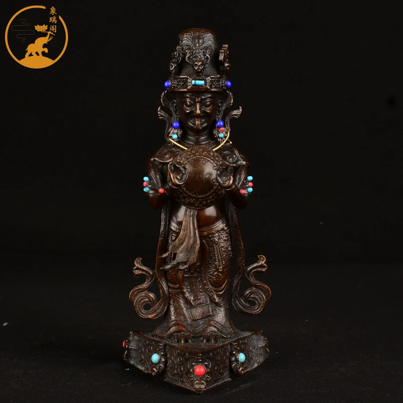 

Tibetan Tantric Zakinam Female God of Wealth Zakiram Tibetan pure bronze antique 15-inch protector bronze statue