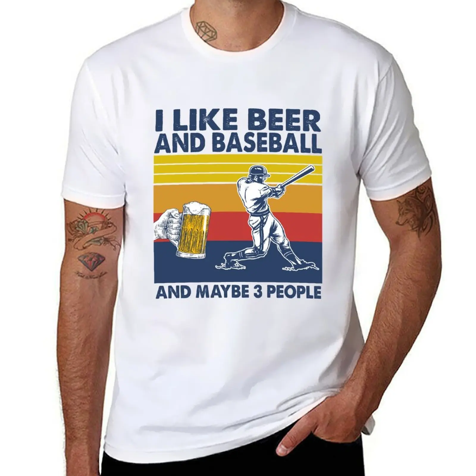 

i like beer and baseball and maybe 3 people T-Shirt cotton t shirts high quality t shirt man luxury T-Shirt