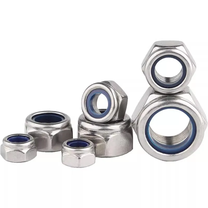 DIN985 M2 M2.5 M3 M4 M5 M6 M8 M10 M12 Stainless 304/ Carbon Steel Hex Nylon Self-locking Nuts Locknut Slip insert Lock Nut