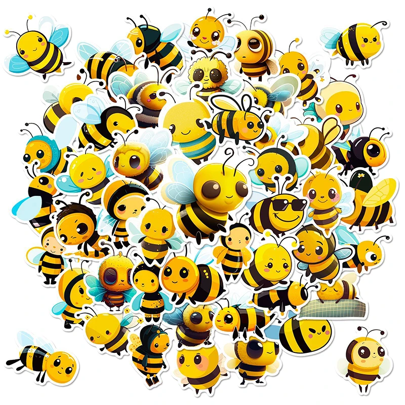 Desenhos animados Little Bee PVC Adesivo, Estética Infantil Laptop Decoração, Scrapbooking Papelaria, Material Escolar, 10 Pcs, 30 Pcs, 50Pcs