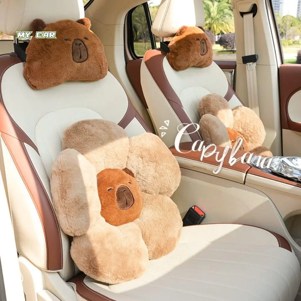 

Car Headrest Seat Cushion Lumbar Support Decoration Cute Plush Cartoon Capybara General Motors Lumbar Rests Auto Spare Parts