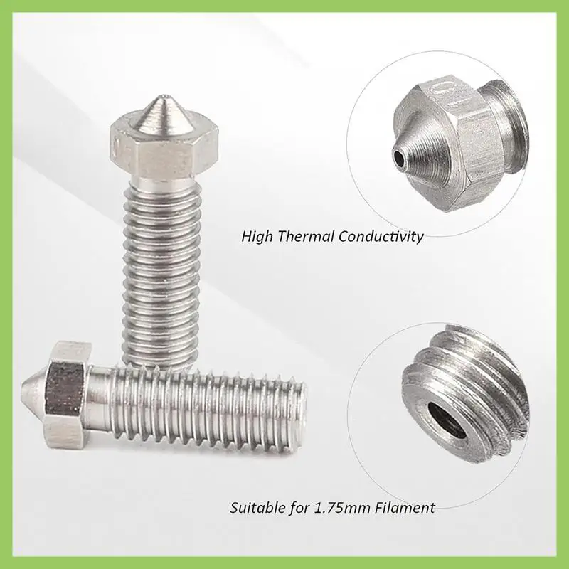 

15Pcs V6 Volcano Nozzles 3D Stainless Steel Nozzle M6 Thread Nozzles 0.4Mm V6 Brass Nozzles Hardened Steel Nozzles