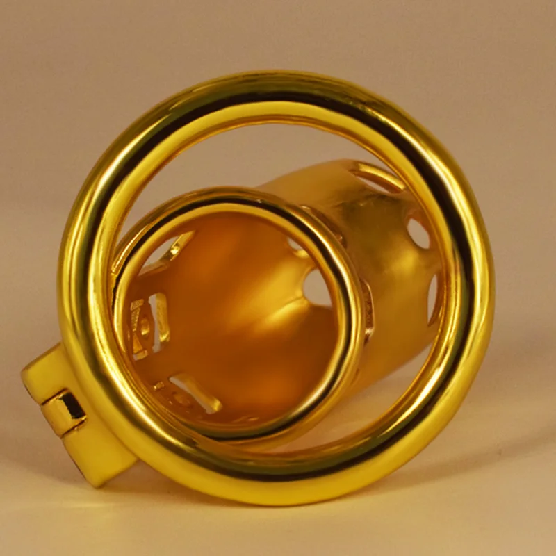 NUUN Gold-plated Plum Cock Cage Curved Penis Ring Metal Chastity Device Invisible Copper Lock Cylinder Ergonomic Penis Ring