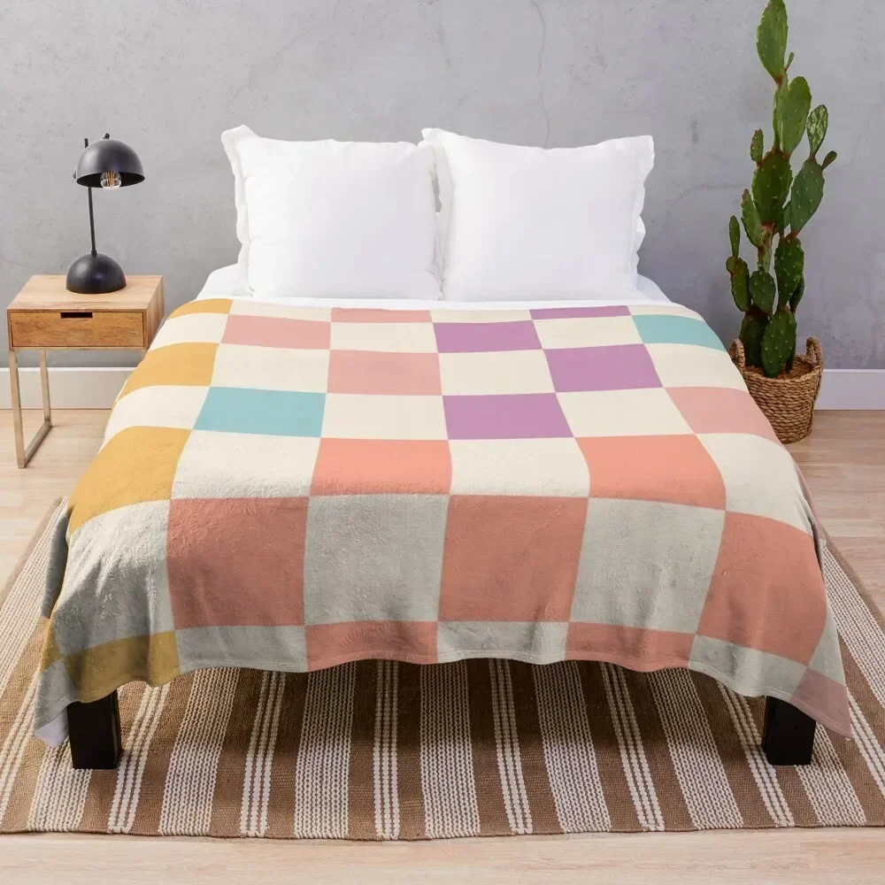 

Sunny Check Pattern - Positive geometry Throw Blanket Wrinkle Resistant Lightweight Blanket