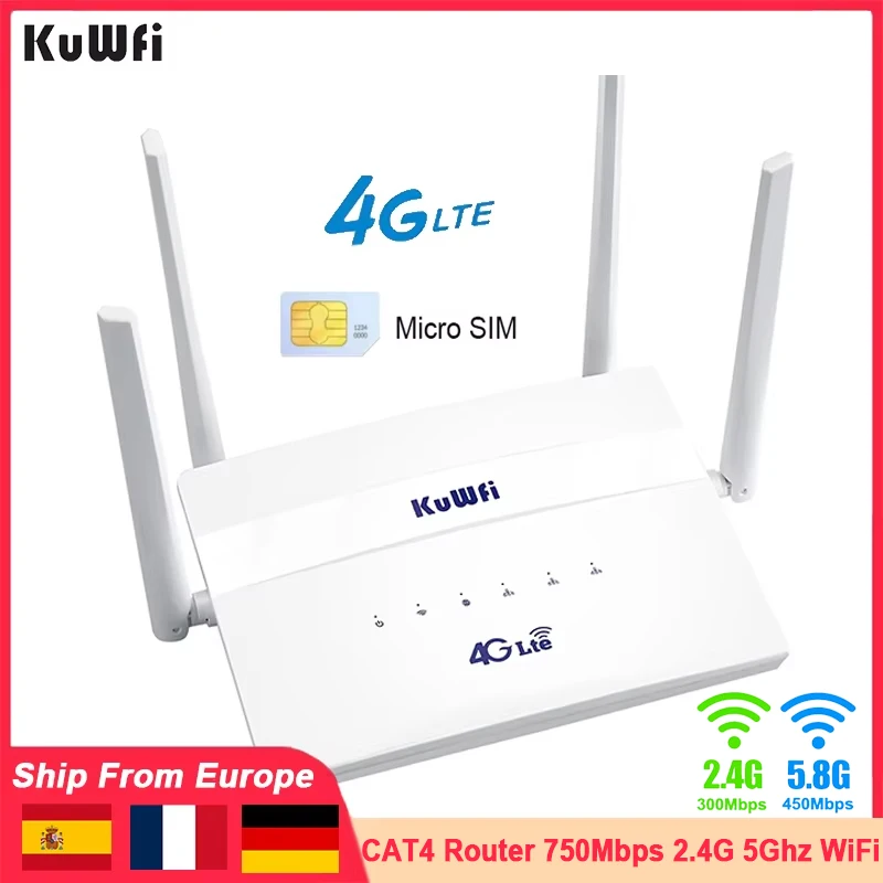 KuWfi CAT4 4G Modem 750 Mbit/s 2,4 G 5 GHz Dual Band Wireless Wifi Router LTE Router 4G SIM Karte