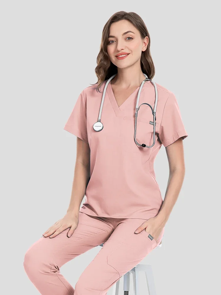 Hospital surgery women's short-sleeved casual nurse suit two-piece elastic slim-fit hand washing clothes clinic work