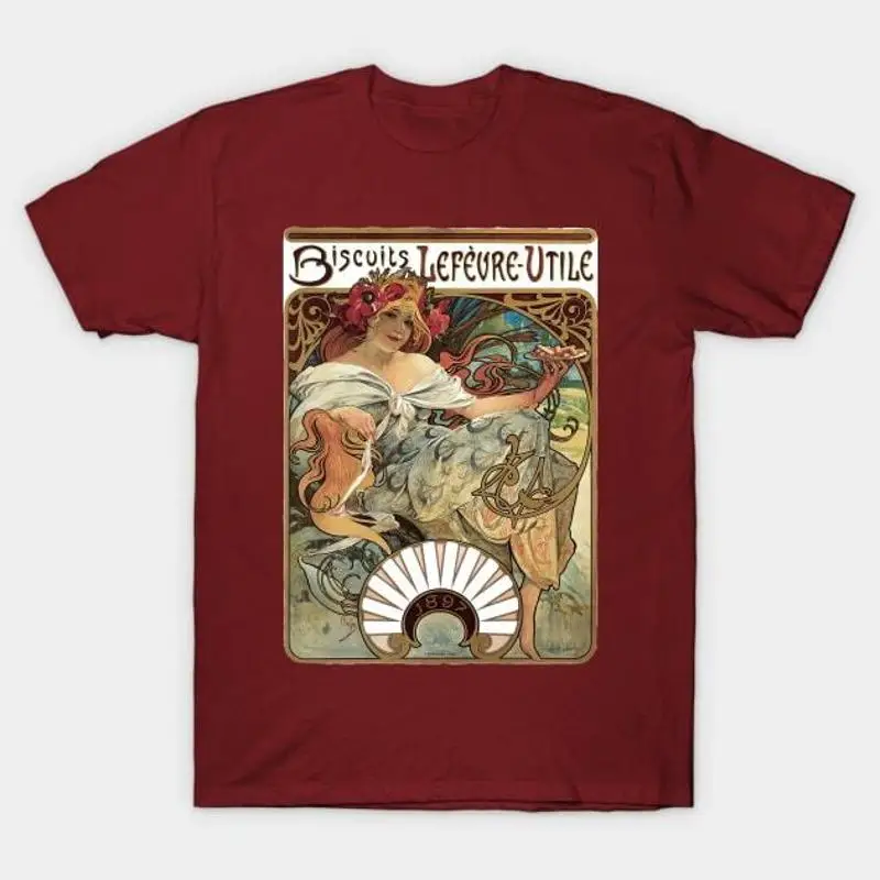 

Vintage Art Nouveau Biscuits Lefevre Utile by Alphonse Mucha T Shirt S 5XL Fast