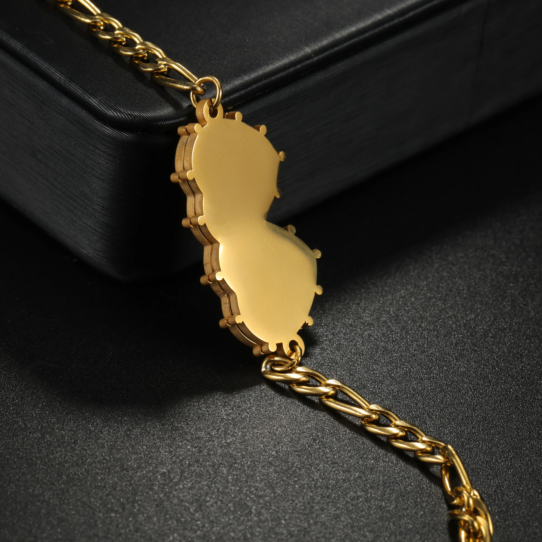 Atoztide اسم مخصص قلادة سوار لحام القلب طقم مجوهرات من صلب لا يصدأ للنساء زوجين فيجارو سلسلة هدية الكريسماس #5