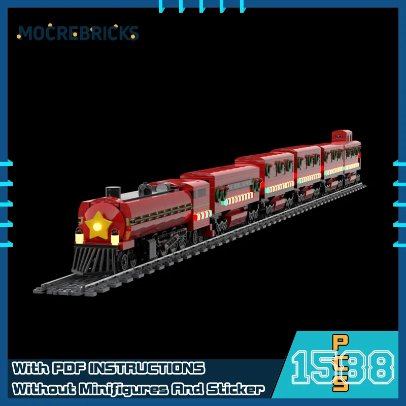 

MOC City Railway, высокоскоростной зимний рождественский поезд, модель DIY, строительный блок, сборка, технология, кирпичи, игрушки для детей, подарки