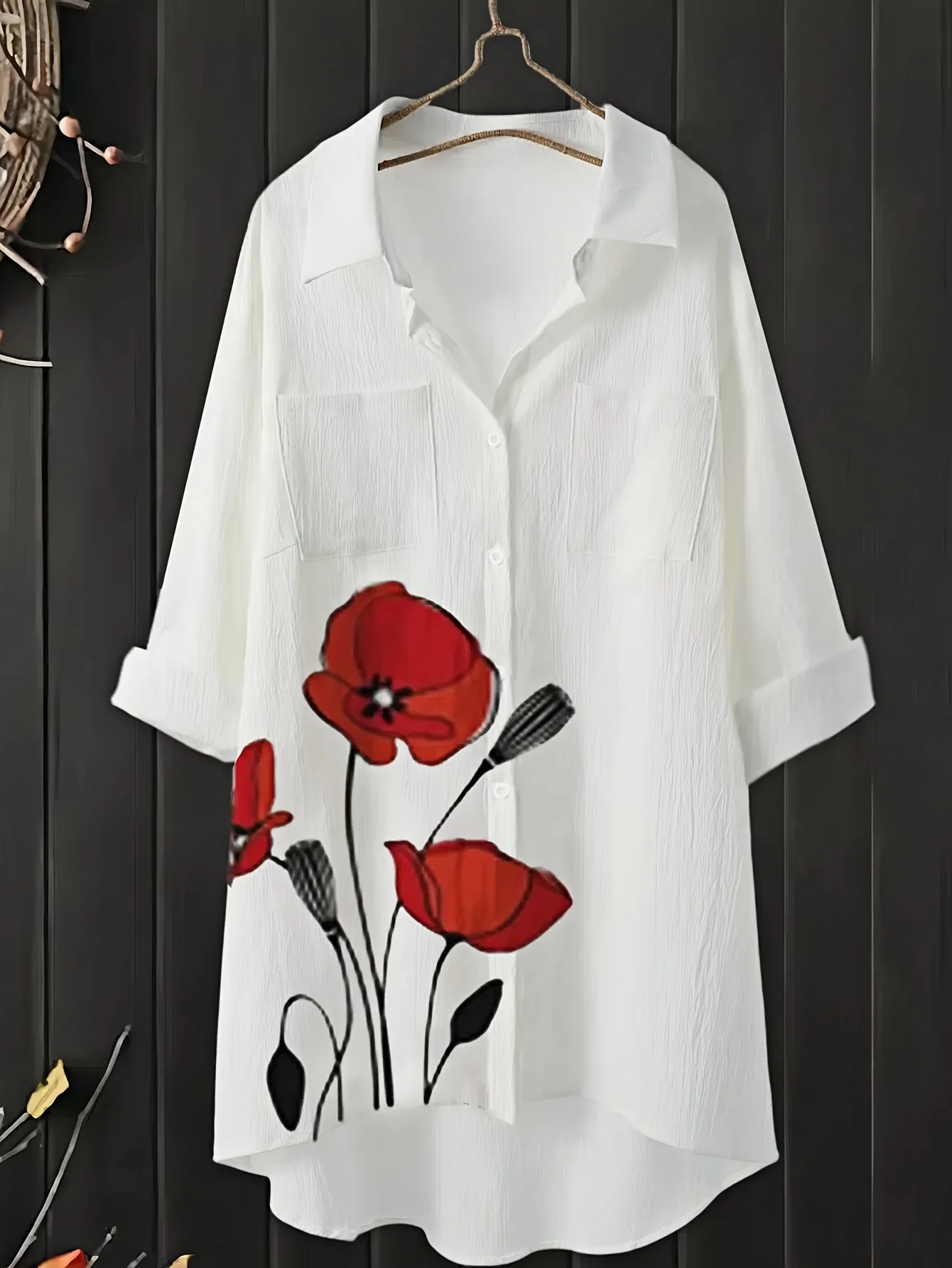 

Plus Size Women's Flower Casual Shirt